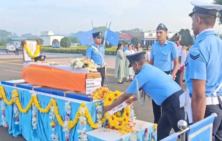 Were the mortal remains of IAF pilot Wing Commander Namansh Syal cremated with full honours in Himachal?