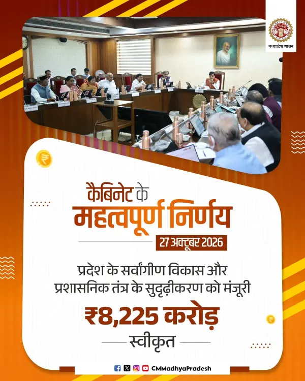 MP Cabinet Clears ₹8,225 Cr Package Under CM Mohan Yadav