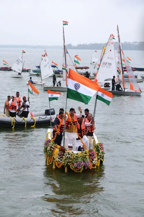 MP CM Mohan Yadav leads Tiranga boat rally in Bhopal