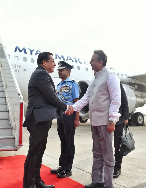 Myanmar President Min Aung Hlaing arrives in New Delhi after Bodh Gaya prayers