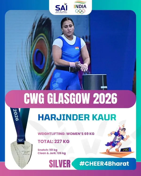 Nadda congratulates Harjinder Kaur on CWG26 silver
