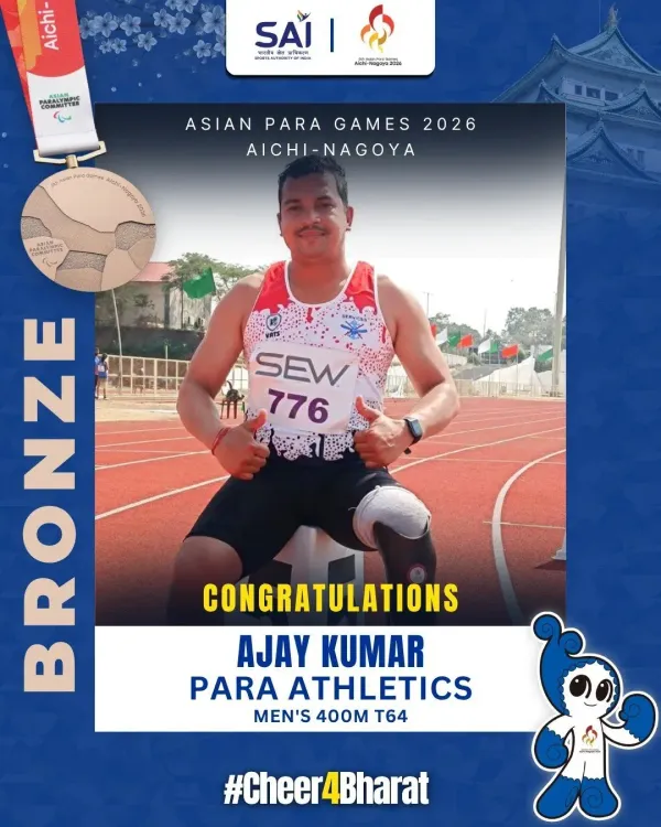 Nadda hails Ajay Kumar's Bronze in 400m T64 at Asian Para Games 2026