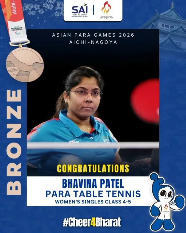 Nadda hails Bhavina Patel's bronze at Asian Para Games 2026