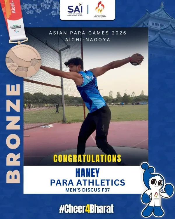 Nadda Hails Haney's Bronze in Asian Para Games Discus