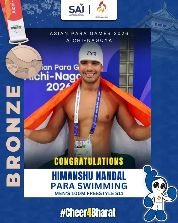 Nadda hails Himanshu Nandal's three bronzes at Asian Para Games 2026