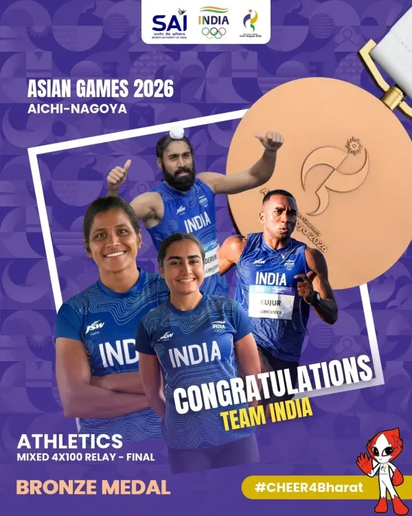 Nadda hails India's bronze in Mixed 4×100m Relay at Asian Games 2026