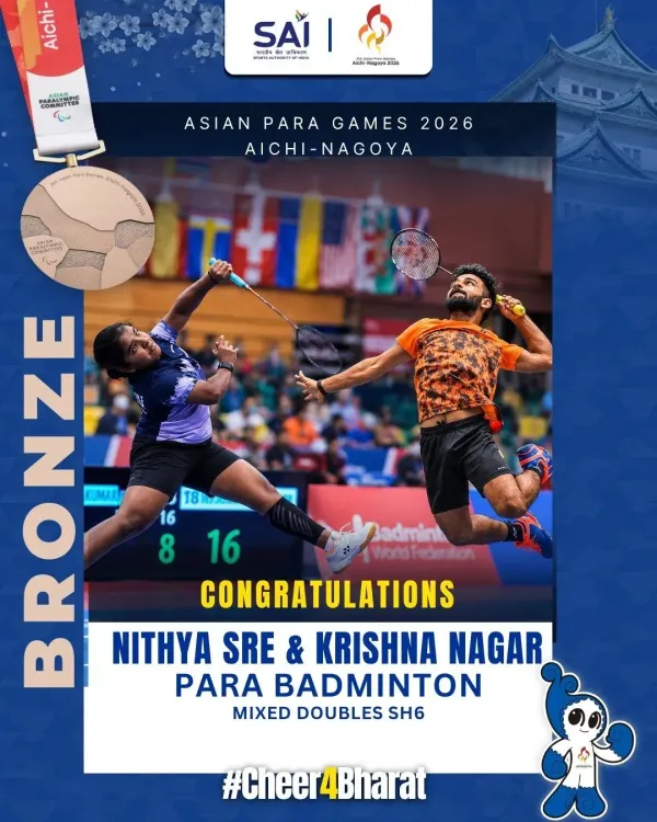 Nadda hails India's bronze in Mixed Doubles SH6 para-badminton