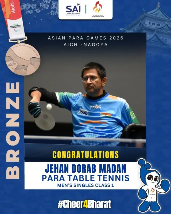 Nadda Hails Jehan Madan's Bronze at Asian Para Games 2026