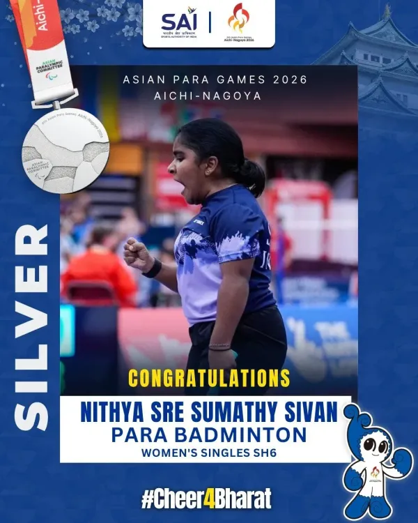 Nadda hails Nithya Sre's Silver at Asian Para Games 2026