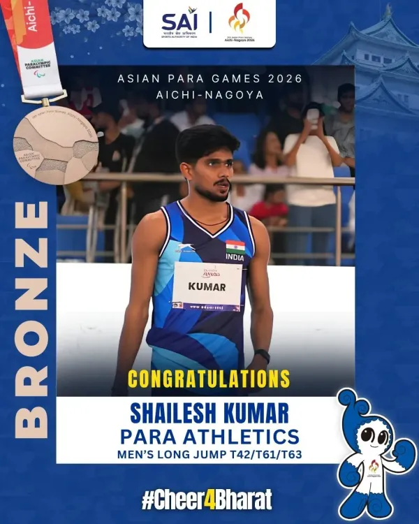 Nadda hails Shailesh Kumar's bronze at Asian Para Games 2026