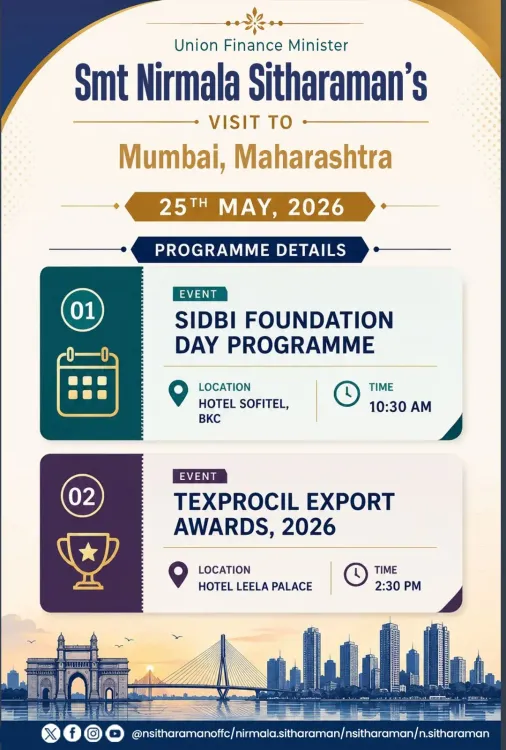 Nirmala Sitharaman to Visit Mumbai on 25 May 2026
