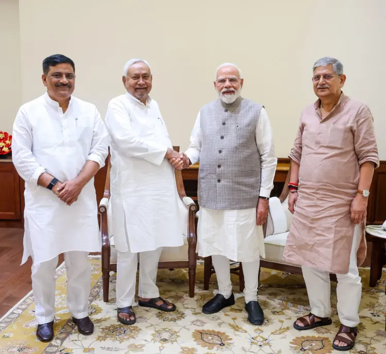 Nitish Kumar calls on PM Modi at Parliament House