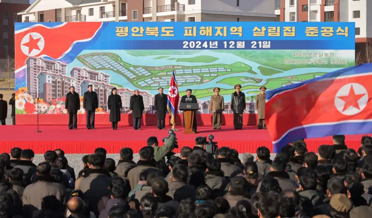 Kim Jong-un Participates in Ceremony for Reconstructed Homes in Flood-Devastated Region