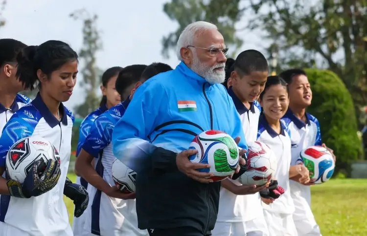 PM Modi Plays Football in Gangtok on Sikkim's Golden Jubilee Visit