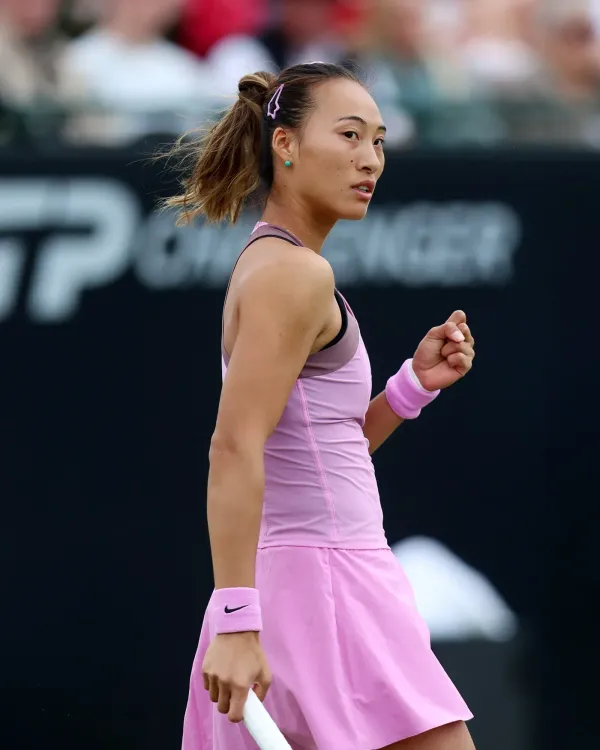 Zheng Qinwen rallies from set down to beat Sakkari at Nottingham Open