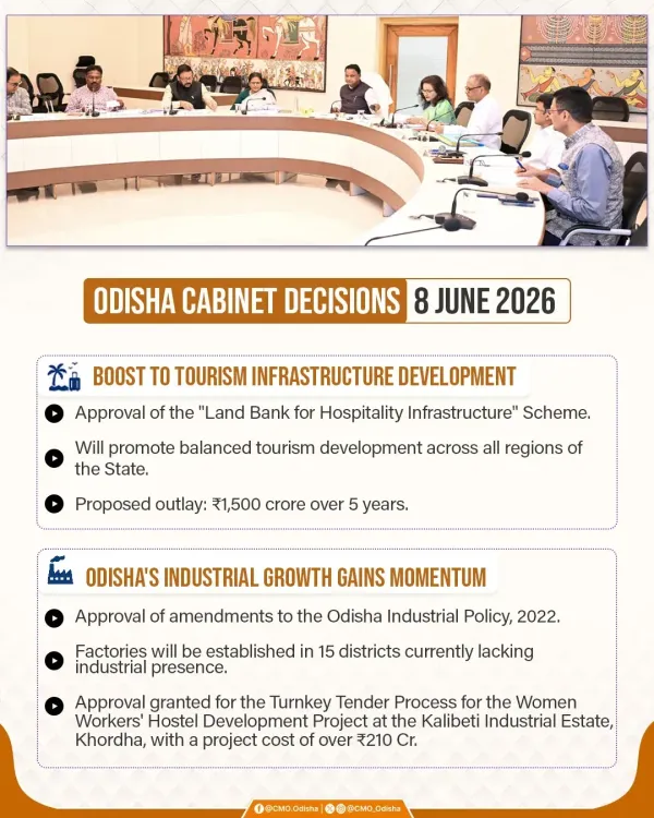 Odisha Cabinet Approves ₹1,500 Cr Tourism Fund, Industrial Push