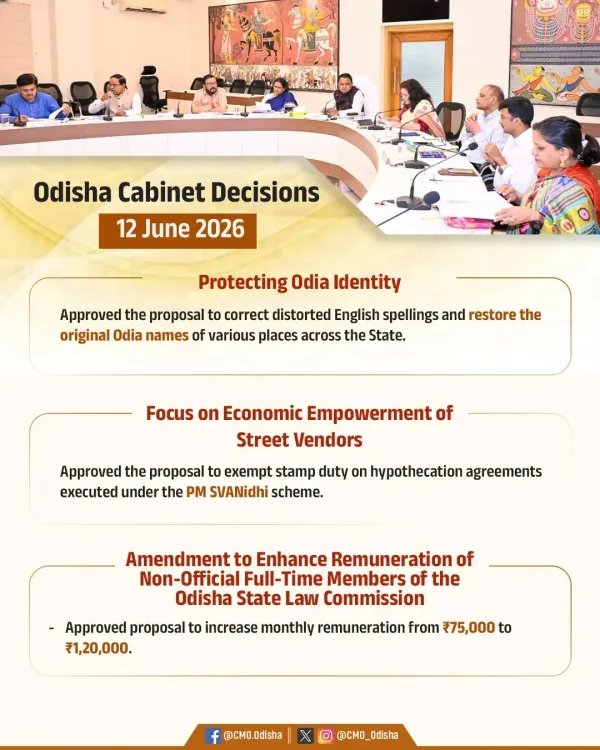 Odisha Cabinet approves place-name restoration, SVANidhi stamp duty relief