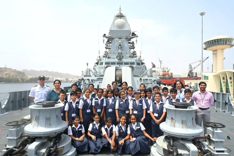 INS Imphal at Muscat: 200+ students tour India's warship on 80th Independence Day
