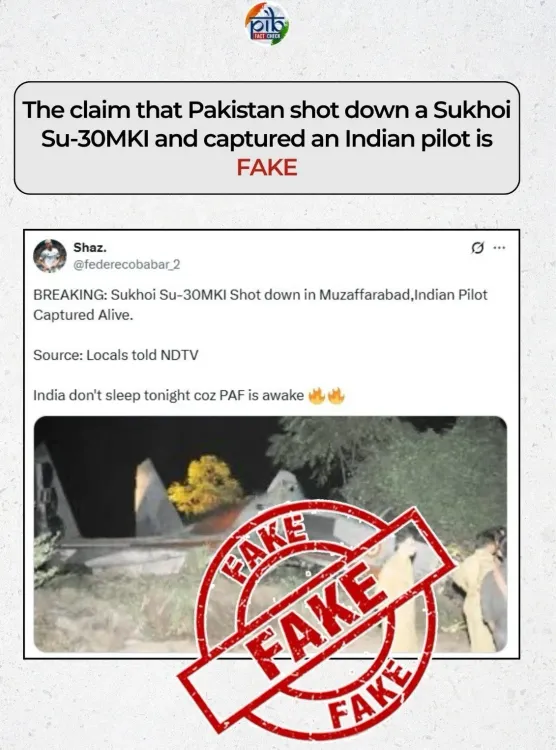 Is the Sukhoi Shot Down in Muzaffarabad? PIB Debunks Claims