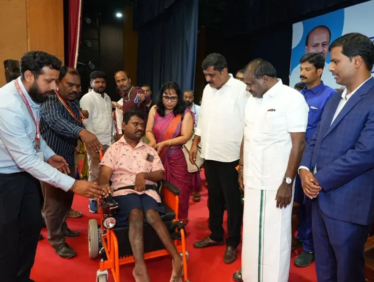 HD Kumaraswamy distributes ₹50 lakh assistive devices to 299 disabled in Mandya