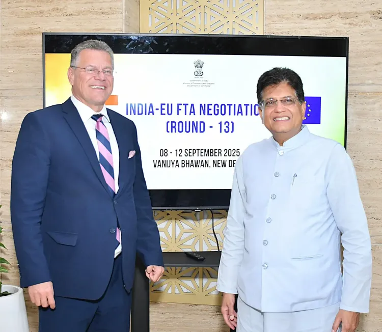 How is Piyush Goyal working with EU officials to expedite free trade agreement talks?
