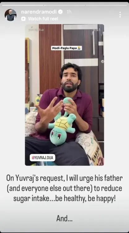 PM Modi Amplifies Yuvraj Dua's Call to Reduce Sugar Intake for a Healthier Society