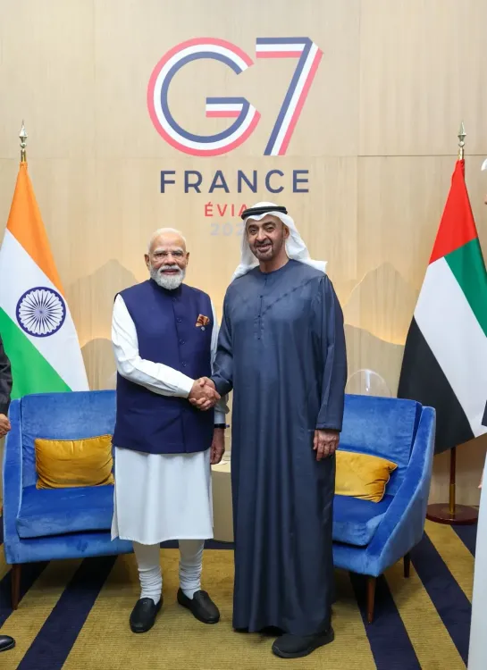 Modi, UAE President Sheikh Mohamed hold bilateral talks at G7 in Evian