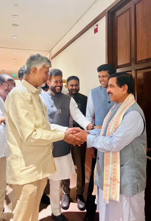 Pralhad Joshi meets AP CM Chandrababu Naidu at Parliament