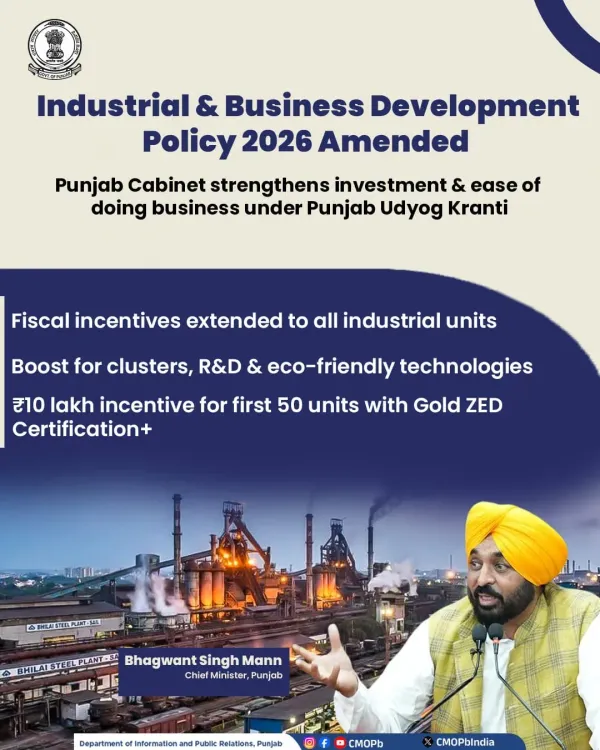 Punjab Cabinet Amends Industrial Policy Under Udyog Kranti