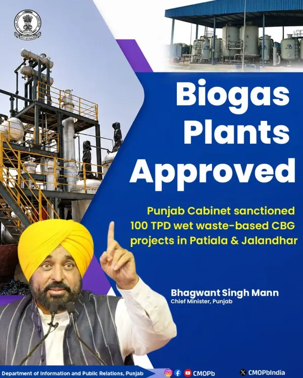 Punjab Cabinet Approves CBG Plants in Patiala, Jalandhar