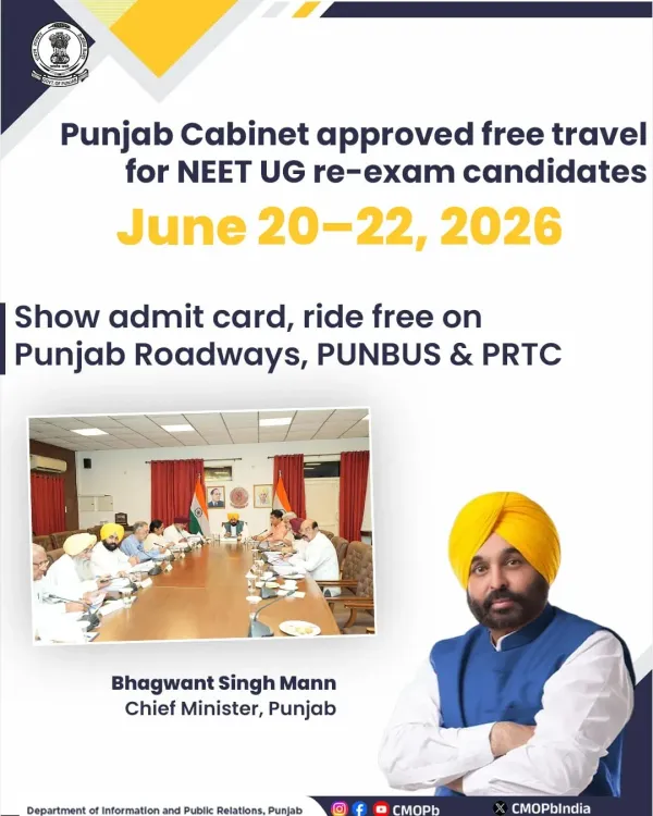 Punjab Cabinet OKs Free Bus Travel for NEET UG Students