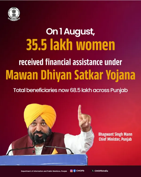 Punjab CM Mann Transfers Aid to 35.5 Lakh Women Under Mawan Dhiyan Yojana