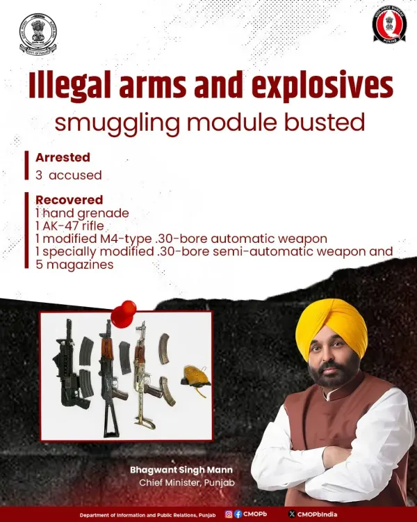 Punjab Police Busts Arms Module, Recovers AK-47 and Grenade in Amritsar