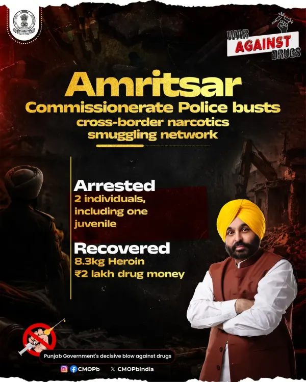 Punjab Police Busts Cross-Border Drug Network, Seizes 8.378 kg Heroin