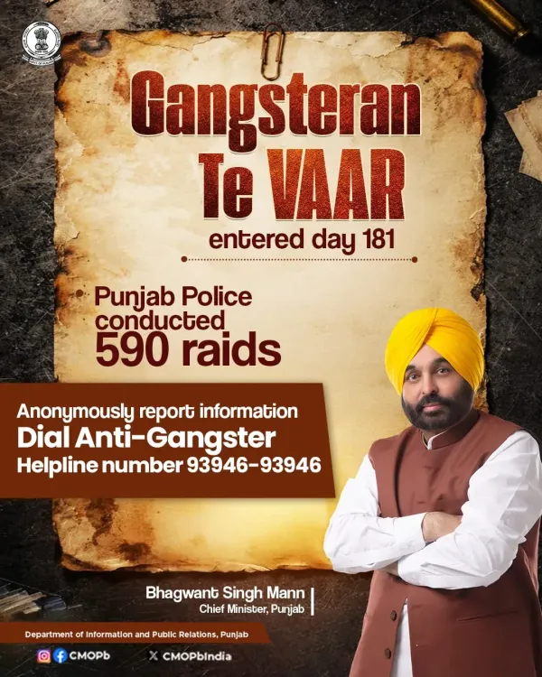 Punjab Police Conducts 590 Raids on Day 181 of Gangsteran Te Vaar