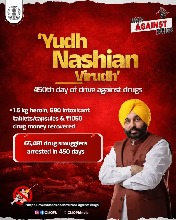 Punjab Police marks 450 days of Yudh Nashian Virudh drive