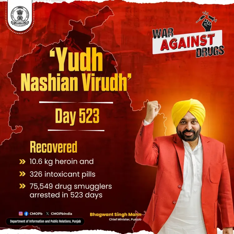 Punjab Police's 'Yudh Nashian Virudh' hits 75,549 arrests in 523 days