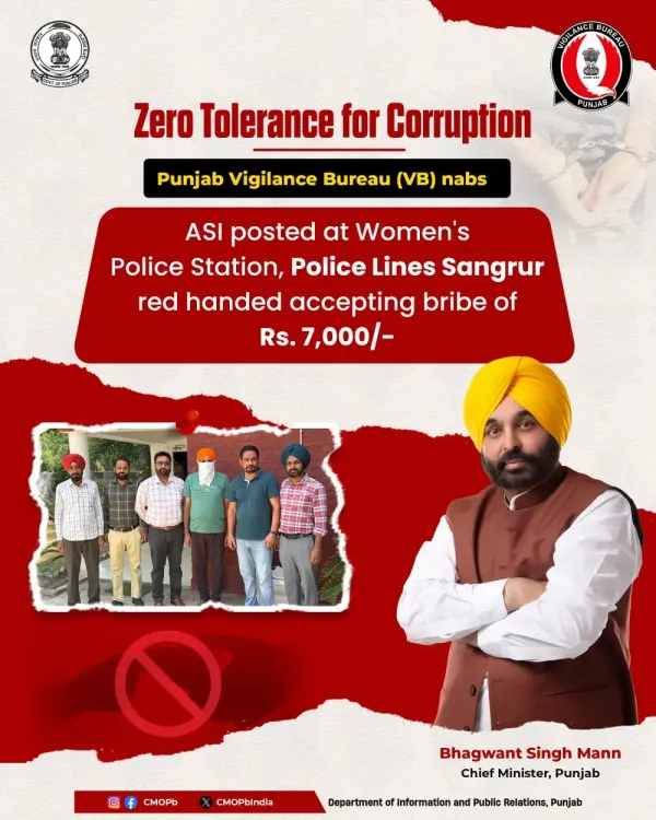 Punjab VB Nabs Sangrur ASI Red-Handed for Rs 7,000 Bribe