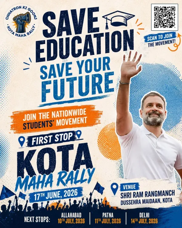 Rahul Gandhi Calls Youth to Kota Rally on June 17