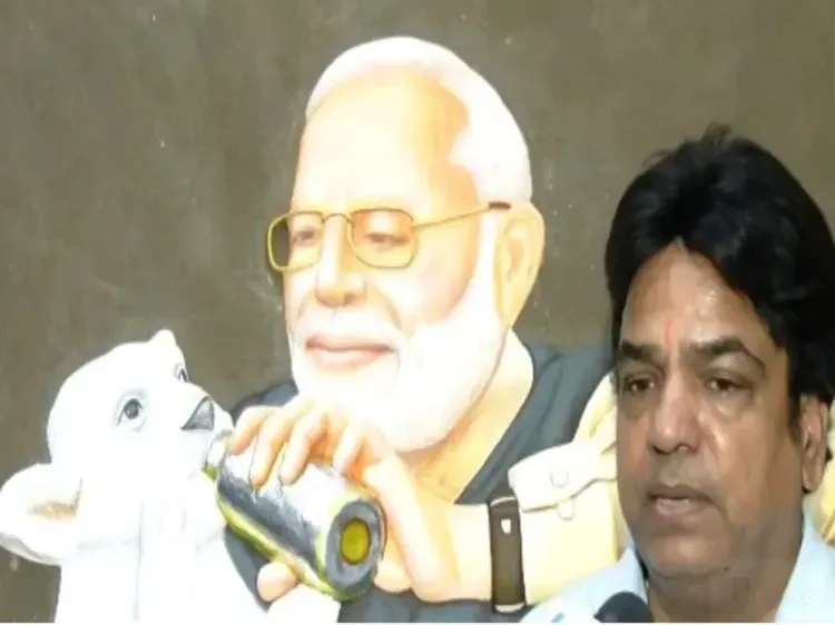 How is Rajasthan artist Mahesh Vaishnav's cow-dung painting honoring PM Modi on his 75th birthday?