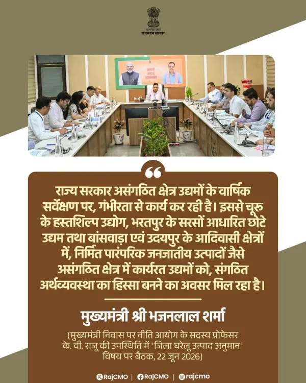 Rajasthan CM Bhajan Lal Pushes Annual Unorganised Sector Survey