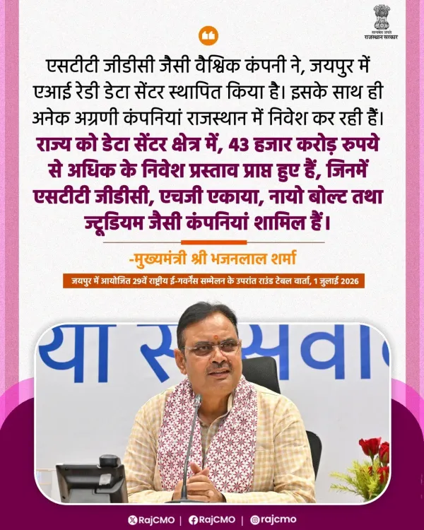 Rajasthan CM Office: STT GDC Opens AI-Ready Data Centre in Jaipur