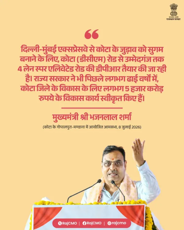 Rajasthan CMO: 4-Lane Elevated Spur to Link Kota with Delhi-Mumbai Expressway