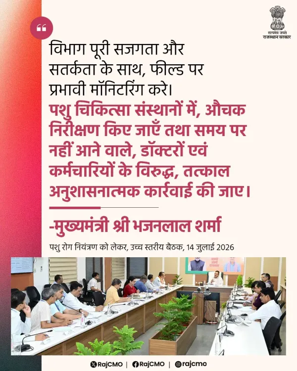Rajasthan CMO directs departments to step up field monitoring
