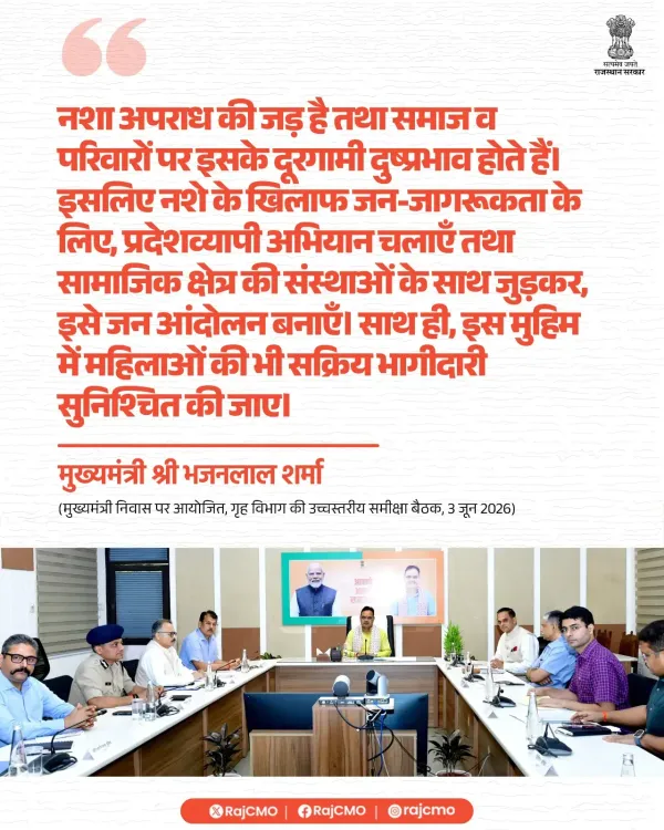 Rajasthan CMO Flags Drug Abuse as 'Root of Crime' in Public Push