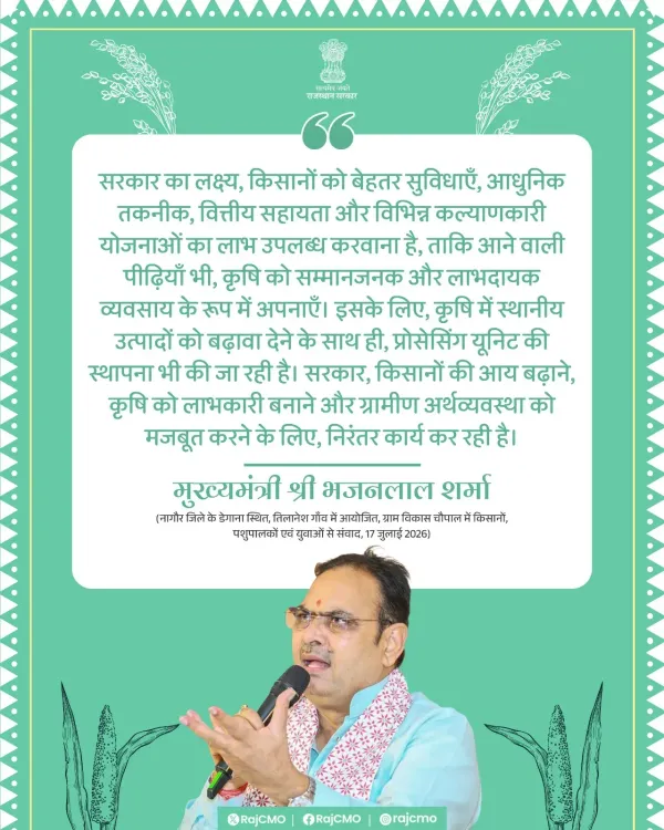 Rajasthan CMO Reaffirms Farmer Welfare Push Under CM Bhajanlal