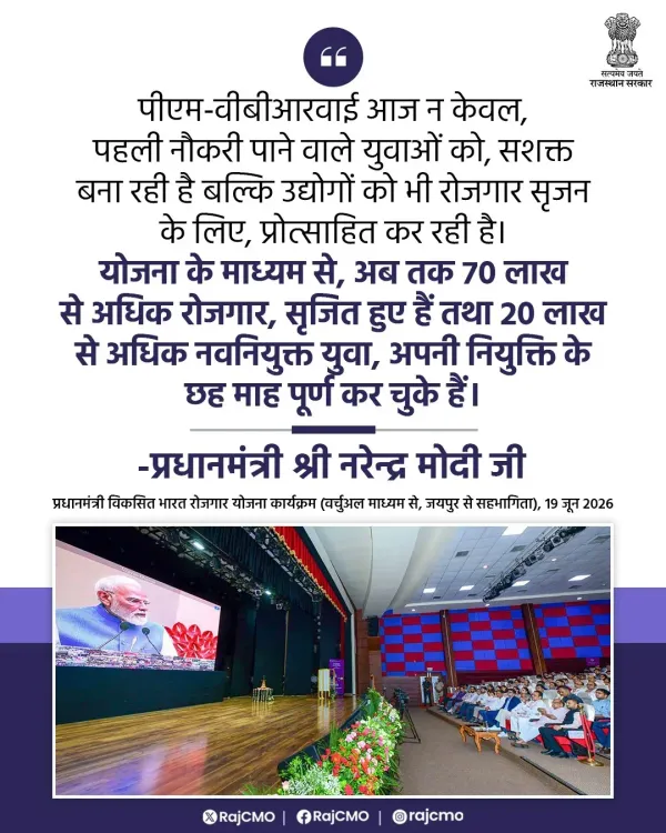 Rajasthan CMO: Scheme Has Generated Over 70 Lakh Jobs