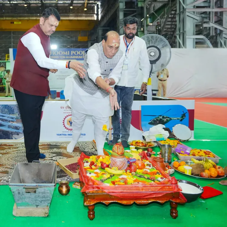Rajnath Singh, CM Fadnavis lay foundation of 10,000-Ton Extrusion Press in Nagpur