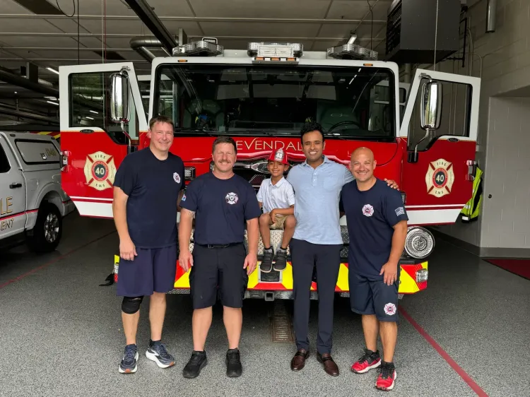 Ramaswamy Visits Evendale Fire Dept With Son