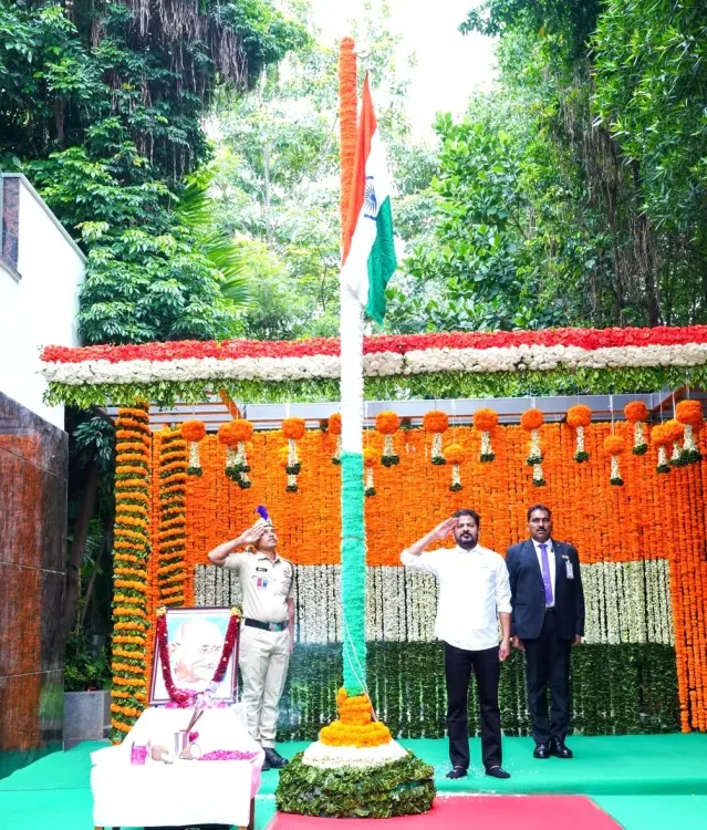Revanth Reddy Hoists Flag at Jubilee Hills on Independence Day